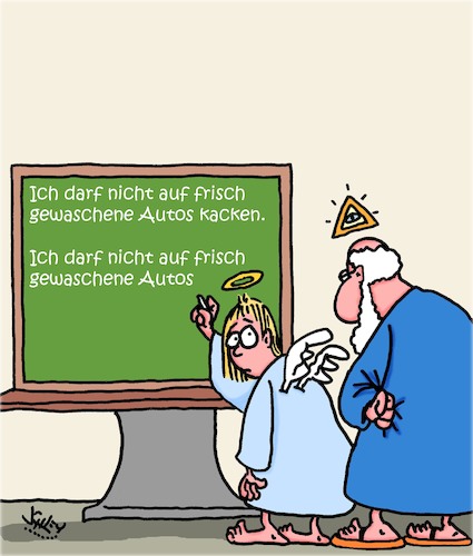 Cartoon: Engel (medium) by Karsten Schley tagged engel,himmel,bibel,paradies,autos,gott,religion,christentum,engel,himmel,bibel,paradies,autos,gott,religion,christentum