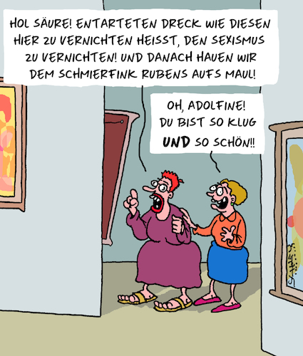 Cartoon: Entartet!! (medium) by Karsten Schley tagged kunst,frauen,sexismus,freiheit,diktatur,meinung,männer,gesellschaft,kunst,frauen,sexismus,freiheit,diktatur,meinung,männer,gesellschaft