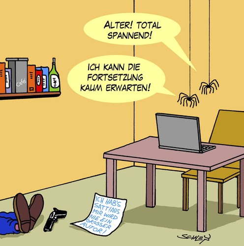 Cartoon: Erfolg (medium) by Karsten Schley tagged kunst,literatur,erfolg,business,verkaufen,leben,gesellschaft,tiere,spinnen,bücher,kunst,literatur,erfolg,business,verkaufen,leben,gesellschaft,tiere,spinnen,bücher