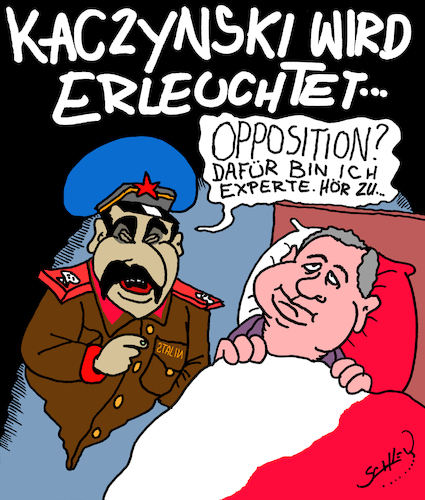 Cartoon: Erleuchtet (medium) by Karsten Schley tagged polen,kaczynski,demokratie,justiz,europa,diktatur,parlament,politik,polen,kaczynski,demokratie,justiz,europa,diktatur,parlament,politik