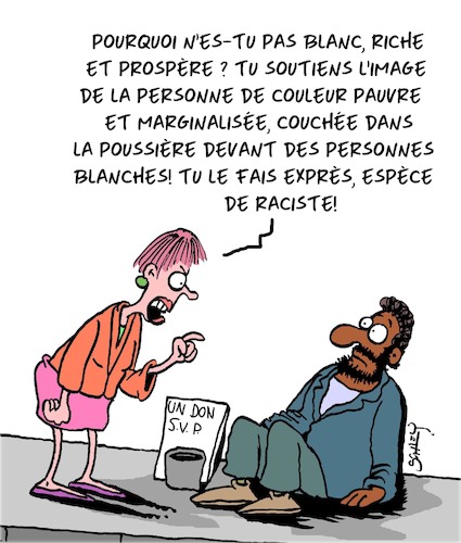 Cartoon: Espece de Raciste! (medium) by Karsten Schley tagged pauvrete,richesse,economie,politique,bigoterie,racisme,societe,pauvrete,richesse,economie,politique,bigoterie,racisme,societe