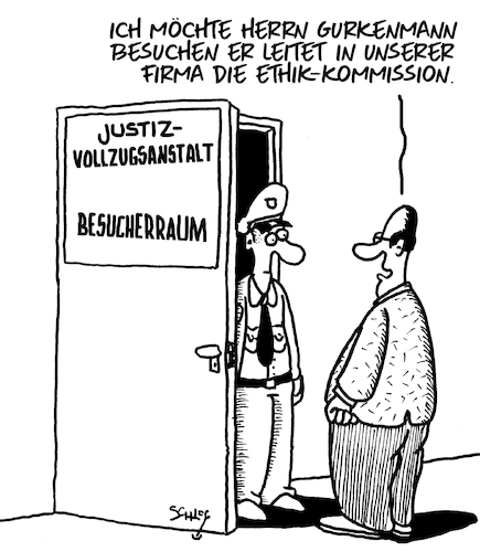 Cartoon: Ethik (medium) by Karsten Schley tagged business,wirtschaft,ethik,moral,vertrauen,justiz,strafvollzug,gesellschaft,politik,business,wirtschaft,ethik,moral,vertrauen,justiz,strafvollzug,gesellschaft,politik