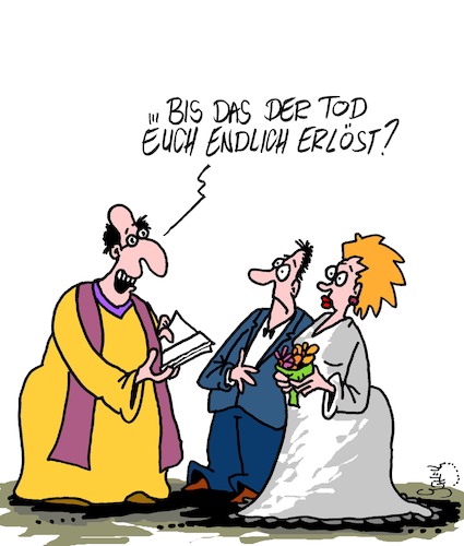 Cartoon: Ewige Liebe (medium) by Karsten Schley tagged heirat,liebe,ehe,männer,frauen,eheversprechen,kirche,trauung,familie,glück,gesellschaft,heirat,liebe,ehe,männer,frauen,eheversprechen,kirche,trauung,familie,glück,gesellschaft