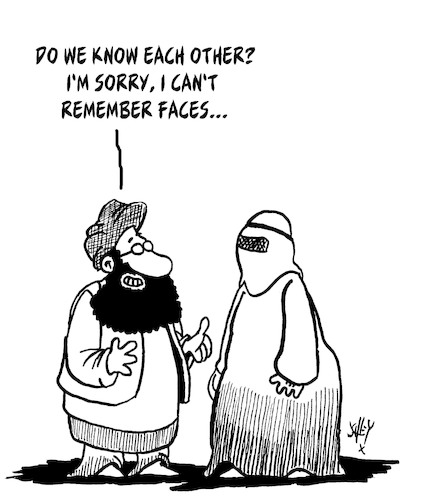 Cartoon: Faces (medium) by Karsten Schley tagged women,men,taliban,politics,afghanistan,islam,religion,society,women,men,taliban,politics,afghanistan,islam,religion,society