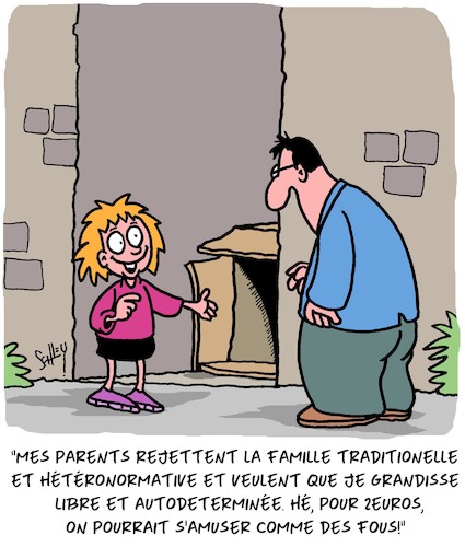 Cartoon: Famille Traditionelle (medium) by Karsten Schley tagged parents,enfants,ideologie,responsabilite,enfance,egoisme,politique,valeurs,societe,parents,enfants,ideologie,responsabilite,enfance,egoisme,politique,valeurs,societe