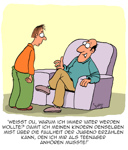 Cartoon: Faule Jugend (medium) by Karsten Schley tagged jugend,faulheit,genartionen,generationskonflikt,eltern,kinder,familien,gesellschaft,soziales,jugend,faulheit,genartionen,generationskonflikt,eltern,kinder,familien,gesellschaft,soziales