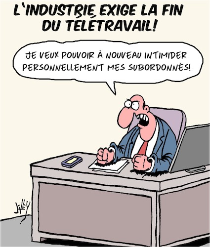 Cartoon: Fin du Teletravail! (medium) by Karsten Schley tagged corona,teletravail,entreprises,industries,employeurs,employes,management,corona,teletravail,entreprises,industries,employeurs,employes,management