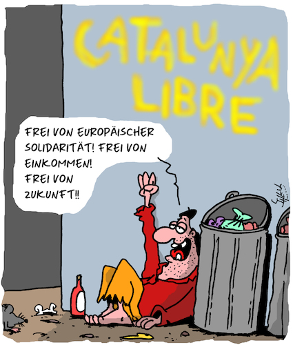 Cartoon: Freiheit!! (medium) by Karsten Schley tagged katalonien,spanien,europa,eu,unabhängigkeit,solidarität,nationalismus,politik,wahlen,demokratie,abspaltung,katalonien,spanien,europa,eu,unabhängigkeit,solidarität,nationalismus,politik,wahlen,demokratie,abspaltung