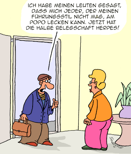 Cartoon: Führungsstil (medium) by Karsten Schley tagged wirtschaft,arbeitgeber,arbeitnehmer,führungskräfte,führungsstil,teams,psychologie,management,manager,gesellschaft,wirtschaft,arbeitgeber,arbeitnehmer,führungskräfte,führungsstil,teams,psychologie,management,manager,gesellschaft