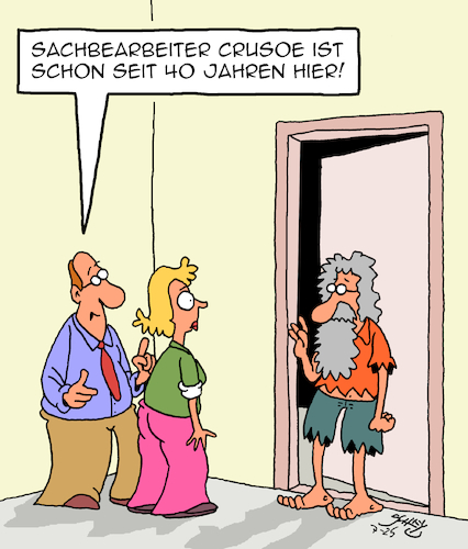 Cartoon: Ganz schön lange (medium) by Karsten Schley tagged arbeitgeber,karriere,arbeitnehmer,arbeitszeit,dienstzugehörigkeit,zeit,wirtschaft,büro,business,jobs,sachbearbeiter,gesellschaft,arbeitgeber,karriere,arbeitnehmer,arbeitszeit,dienstzugehörigkeit,zeit,wirtschaft,büro,business,jobs,sachbearbeiter,gesellschaft