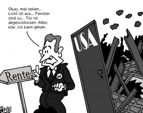 Cartoon: George W. geht von Bord (medium) by Karsten Schley tagged usa,george,bush,politik