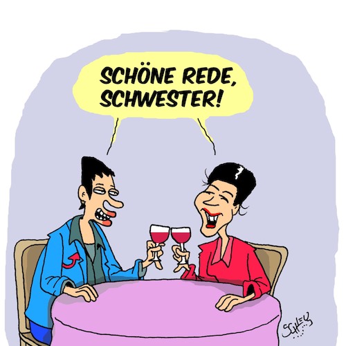 Cartoon: Geschwister Fürchterlich (medium) by Karsten Schley tagged politik,wagenknecht,petry,rechtsextremismus,linksextremismus,afd,linke,wahlen,populismus,gesellschaft,deutschland,politik,wagenknecht,petry,rechtsextremismus,linksextremismus,afd,linke,wahlen,populismus,gesellschaft,deutschland