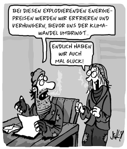 Cartoon: Glückspilze!! (medium) by Karsten Schley tagged klima,energiepreise,hunger,kälte,armut,soziales,politik,gesellschaft,umwelt,wirtschaft,klima,energiepreise,hunger,kälte,armut,soziales,politik,gesellschaft,umwelt,wirtschaft