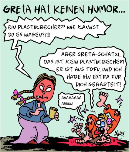 Cartoon: Greta wird böse... (medium) by Karsten Schley tagged greta,klima,politik,humor,umwelt,greta,klima,politik,humor,umwelt