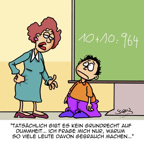 Cartoon: Grundrecht (medium) by Karsten Schley tagged schule,bildung,familien,lehrer,schüler,wissen,dummheit,grundrechte,verblödung,gesellschaft,schule,bildung,familien,lehrer,schüler,wissen,dummheit,grundrechte,verblödung,gesellschaft