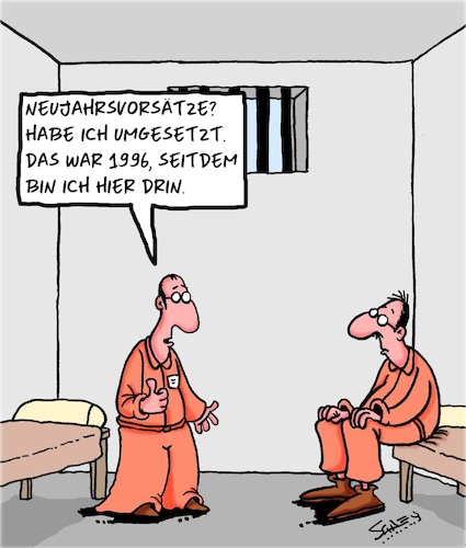 Cartoon: Gute Vorsätze (medium) by Karsten Schley tagged neujahr,vorsätze,justiz,gesetze,kriminalität,gefängnisse,verbrechen,gesellschaft,neujahr,vorsätze,justiz,gesetze,kriminalität,gefängnisse,verbrechen,gesellschaft