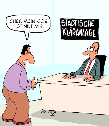 Cartoon: Hier stinkt es (medium) by Karsten Schley tagged jobs,fäkalien,reinigung,kläranlagen,wasser,hygiene,arbeitgeber,arbeitnehmer,zufriedenheit,gesellschaft,jobs,fäkalien,reinigung,kläranlagen,wasser,hygiene,arbeitgeber,arbeitnehmer,zufriedenheit,gesellschaft