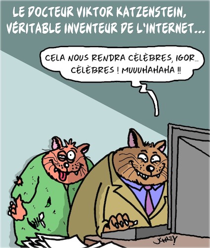 Cartoon: Inventions (medium) by Karsten Schley tagged chats,inventions,science,technologie,informatique,recherche,chats,inventions,science,technologie,informatique,recherche
