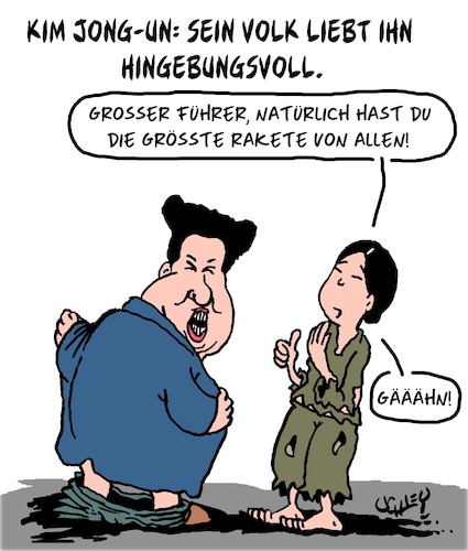 Cartoon: Kims Ballermann (medium) by Karsten Schley tagged kim,jong,un,nordkorea,waffen,raketen,atomsprengköpfe,krieg,frieden,politik,kim,jong,un,nordkorea,waffen,raketen,atomsprengköpfe,krieg,frieden,politik