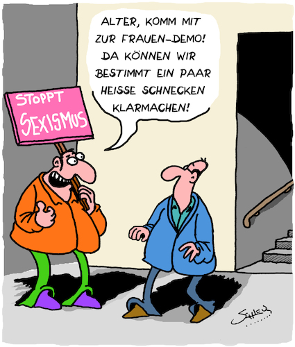 Cartoon: Klarmachen (medium) by Karsten Schley tagged frauen,männer,protest,übergriffe,metoo,kriminalität,scheinheiligkeit,mentalität,erziehung,gesellschaft,deutschland,europa,frauen,männer,sex,protest,übergriffe,metoo,kriminalität,scheinheiligkeit,mentalität,erziehung,gesellschaft,deutschland,europa