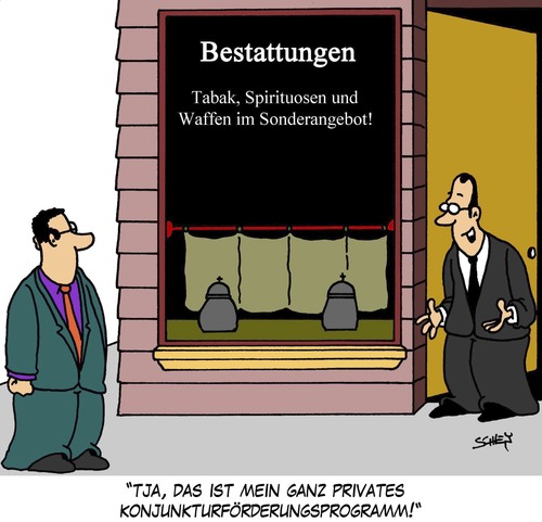 Cartoon: Konjunktur (medium) by Karsten Schley tagged konjunktur,konjunkturförderung,wirtschaft,business,geld,umsatz,leben,tod,werbung,marketing,konjunktur,konjunkturförderung,wirtschaft,business,geld,umsatz,leben,tod,werbung,marketing