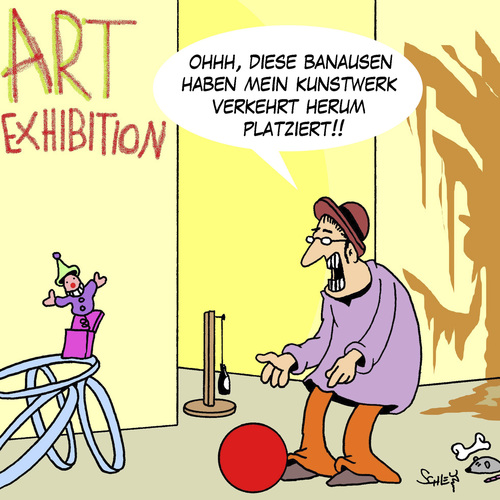 Cartoon: Kunst - Ausstellung (medium) by Karsten Schley tagged kunst,künstler,moderne,museen,ausstellungen,kultur,kunst,künstler,moderne,museen,ausstellungen,kultur