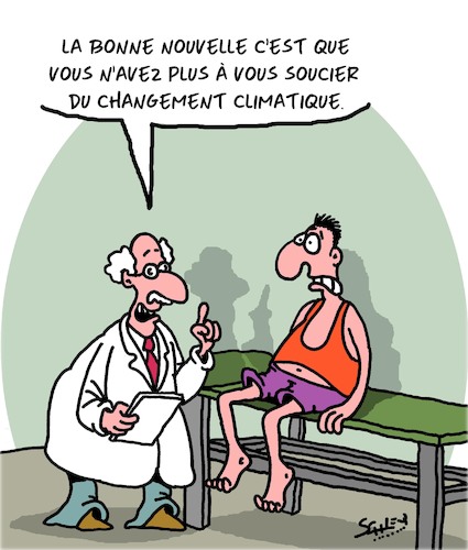 Cartoon: La Bonne Nouvelle (medium) by Karsten Schley tagged environnement,climat,docteurs,patients,sante,maladies,environnement,climat,docteurs,patients,sante,maladies