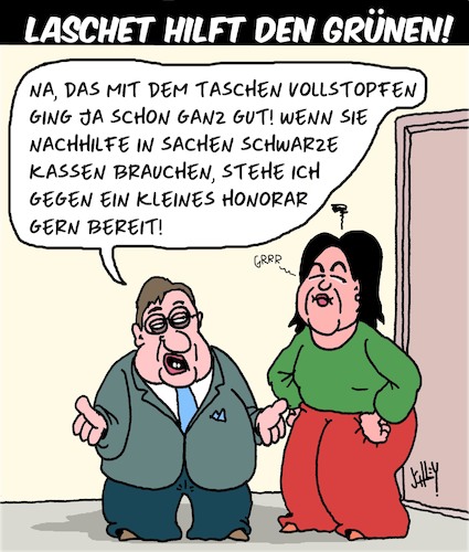 Cartoon: Laschet hilft den Grünen (medium) by Karsten Schley tagged laschet,grüne,baerbock,geld,boni,gier,politik,wahlen,bereicherung,gehälter,gesellschaft,deutschland,laschet,grüne,baerbock,geld,boni,gier,politik,wahlen,bereicherung,gehälter,gesellschaft,deutschland