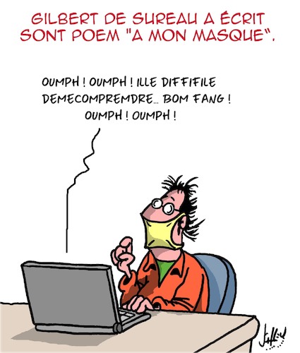 Cartoon: Le Poeme (medium) by Karsten Schley tagged covid19,art,literature,ecrire,masques,sante,politique,covid19,art,literature,ecrire,masques,sante,politique
