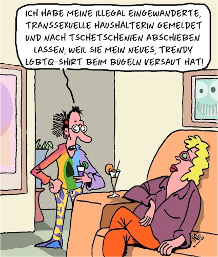 Cartoon: LGBTQ (medium) by Karsten Schley tagged lgbtq,regenbogenshirts,mode,trends,einwanderung,abschiebungen,tschetschenien,politik,arbeitgeber,arbeitnehmer,gesellschaft,lgbtq,regenbogenshirts,mode,trends,einwanderung,abschiebungen,tschetschenien,politik,arbeitgeber,arbeitnehmer,gesellschaft