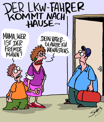 Cartoon: LKW-Fahrer (medium) by Karsten Schley tagged jobs,familie,fernfahrer,kapitalismus,arbeitszeit,soziales,freizeit,gesellschaft,transport,ausbeutung,politik,deutschland,europa,jobs,familie,fernfahrer,kapitalismus,arbeitszeit,soziales,freizeit,gesellschaft,transport,ausbeutung,politik,deutschland,europa