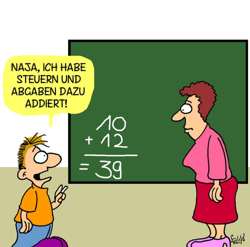 Cartoon: Mathematik (medium) by Karsten Schley tagged schule,bildung,deutschland,jugend,kinder,lehrer,gesellschaft,pisa,mathematik,schule,deutschland,jugend,kinder,lehrer,gesellschaft,pisa,mathematik,mathe,addieren