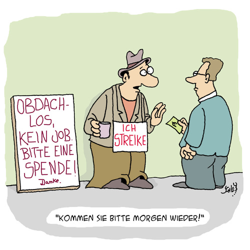 Cartoon: Morgen wieder! (medium) by Karsten Schley tagged business,politik,streik,gewerkschaften,arbeitnehmer,arbeitslosigkeit,geld,gesellschaft,business,politik,streik,gewerkschaften,arbeitnehmer,arbeitslosigkeit,geld,gesellschaft