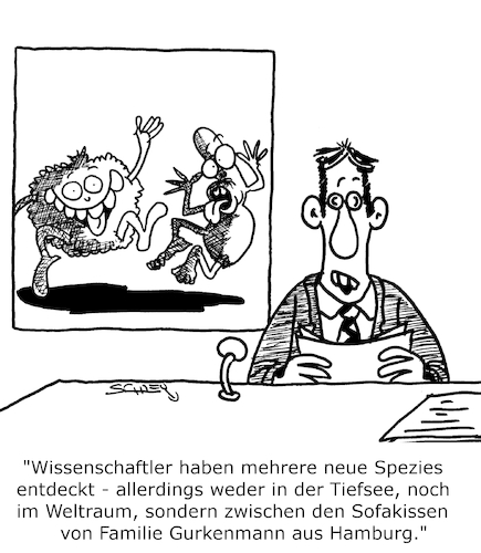 Cartoon: Neue Spezies!! (medium) by Karsten Schley tagged wissenschaft,spezies,lebensformen,tiere,tiefsee,weltall,hamburg,hygiene,gesellschaft,wissenschaft,spezies,lebensformen,tiere,tiefsee,weltall,hamburg,hygiene,gesellschaft