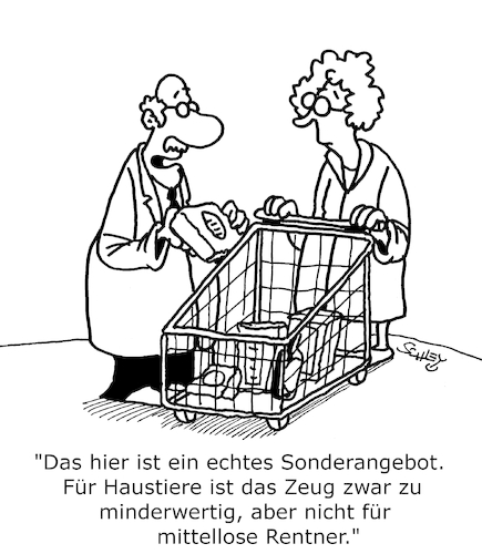 Cartoon: NOCH billiger! (medium) by Karsten Schley tagged preise,qualität,ernährung,armut,renten,altersarmut,politik,gesundheit,gesellschaft,preise,qualität,ernährung,armut,renten,altersarmut,politik,gesundheit,gesellschaft