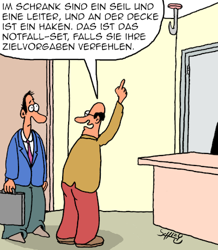 Cartoon: Notfall-Set (medium) by Karsten Schley tagged zielvorgaben,umsätze,business,wirtschaft,motivation,verkäufer,gesellschaft,zielvorgaben,umsätze,business,wirtschaft,motivation,verkäufer,gesellschaft