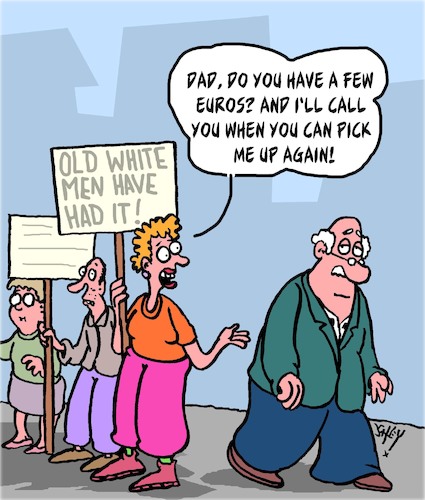 Cartoon: Old White Men (medium) by Karsten Schley tagged men,age,women,money,families,protests,society,media,men,age,women,money,families,protests,society,media