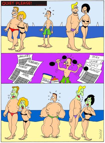 Cartoon: On the beach (medium) by Karsten Schley tagged health,drugs,steroids