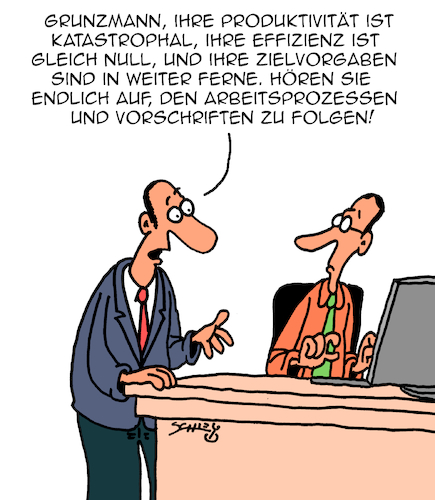 Cartoon: Produktivität (medium) by Karsten Schley tagged produktivität,zielvorgaben,effizienz,erfolg,wirtschaft,business,vorschriften,arbeitsprozesse,arbeitgeber,arbeitnehmer,karriere,gesellschaft,produktivität,zielvorgaben,effizienz,erfolg,wirtschaft,business,vorschriften,arbeitsprozesse,arbeitgeber,arbeitnehmer,karriere,gesellschaft