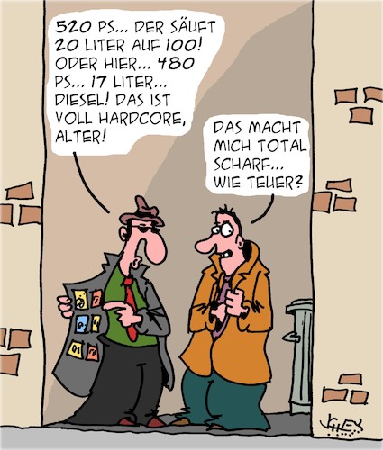 Cartoon: Rattenscharf! (medium) by Karsten Schley tagged autos,ps,verbrennungsmotoren,diesel,klima,natur,umwelt,politik,autos,ps,verbrennungsmotoren,diesel,klima,natur,umwelt,politik