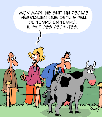 Cartoon: Rechutes (medium) by Karsten Schley tagged alimentation,vegetalien,viande,animaux,mode,sante,societe,alimentation,vegetalien,viande,animaux,mode,sante,societe