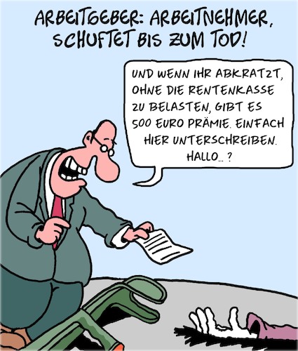 Cartoon: Rentenkonzept (medium) by Karsten Schley tagged rente,arbeit,arbeitgeber,erbeitnehmer,wirtschaft,boni,geld,politik,gesellschaft,deutschland,rente,arbeit,arbeitgeber,erbeitnehmer,wirtschaft,boni,geld,politik,gesellschaft,deutschland