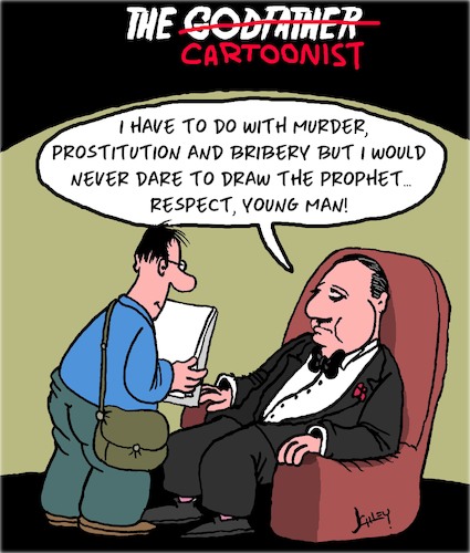 Cartoon: Respect! (medium) by Karsten Schley tagged films,caricatures,respect,freedom,of,press,the,godfather,professions,media,social,issues,films,caricatures,respect,freedom,of,press,the,godfather,professions,media,social,issues