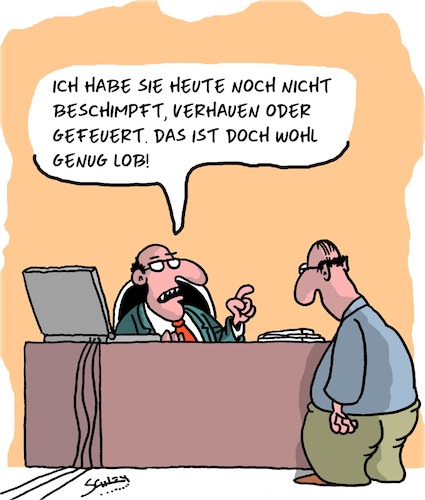 Cartoon: Riesen Lob!!! (medium) by Karsten Schley tagged büro,vorgesetzte,karriere,lob,mitarbeiterführung,management,entlassungen,mobbing,business,wirtschaft,büro,vorgesetzte,karriere,lob,mitarbeiterführung,management,entlassungen,mobbing,business,wirtschaft