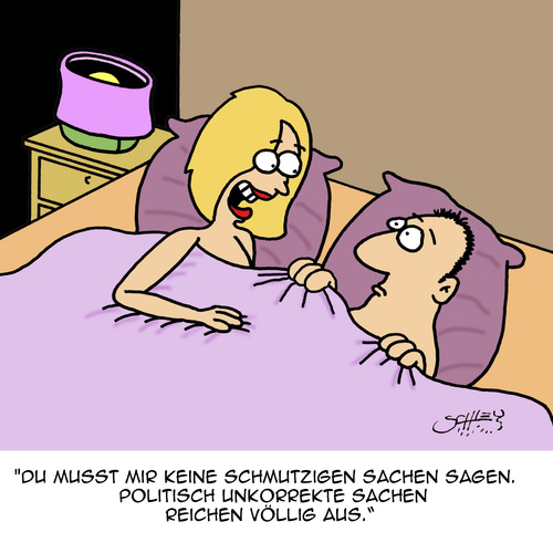 Cartoon: Schmutzige Sachen (medium) by Karsten Schley tagged liebe,männer,frauen,dating,beziehungen,sprache,politische,korrektheit,liebe,männer,frauen,sex,dating,beziehungen,sprache,politische,korrektheit