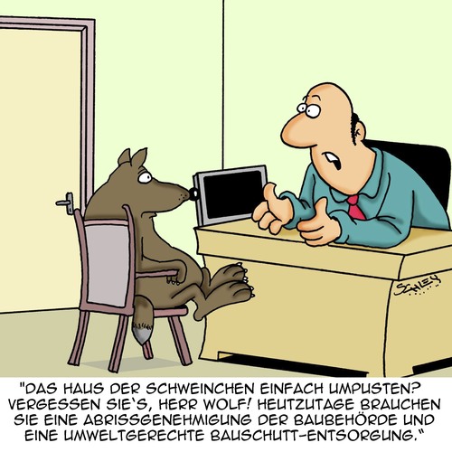 Cartoon: Schweinerei... (medium) by Karsten Schley tagged märchen,literatur,bürokratie,vorschriften,beamte,gesellschaft,ämter,behörden,tiere,schweine,wölfe,märchen,literatur,bürokratie,vorschriften,beamte,gesellschaft,ämter,behörden,tiere,schweine,wölfe