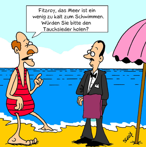 Cartoon: Schwimmen (medium) by Karsten Schley tagged reisen,männer,urlaub,gesellschaft,adel,geld,reisen,männer,urlaub,gesellschaft,adel,geld