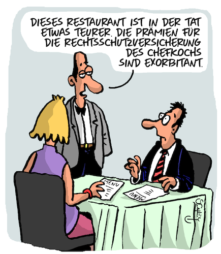 Cartoon: Sehr teuer (medium) by Karsten Schley tagged restaurants,preise,gastronomie,rechtsschutz,versicherungen,ernährung,gesundheit,restaurants,preise,gastronomie,rechtsschutz,versicherungen,ernährung,gesundheit