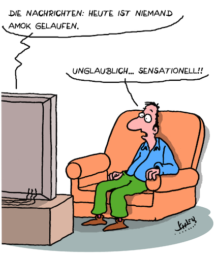 Cartoon: Sensationell!! (medium) by Karsten Schley tagged medien,tv,berichterstattung,amokläufer,tod,kriminalität,verbrechen,waffen,einschaltquoten,gesellschaft,medien,tv,berichterstattung,amokläufer,tod,kriminalität,verbrechen,waffen,einschaltquoten,gesellschaft