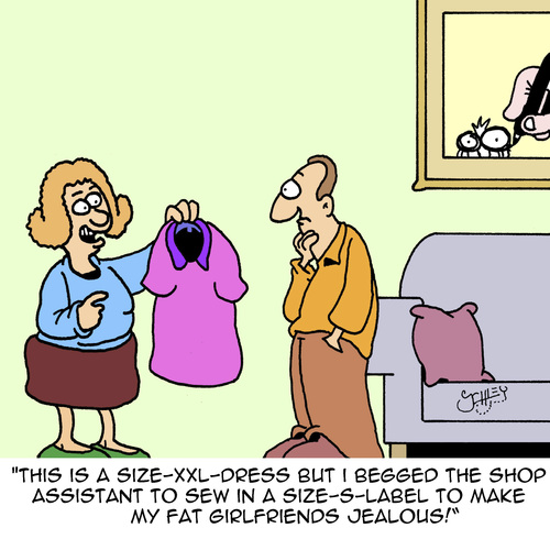 Cartoon: Size Matters (medium) by Karsten Schley tagged women,fashion,health,weight,overweight,families,marriage,friendship,relationships,women,fashion,health,weight,overweight,families,marriage,friendship,relationships